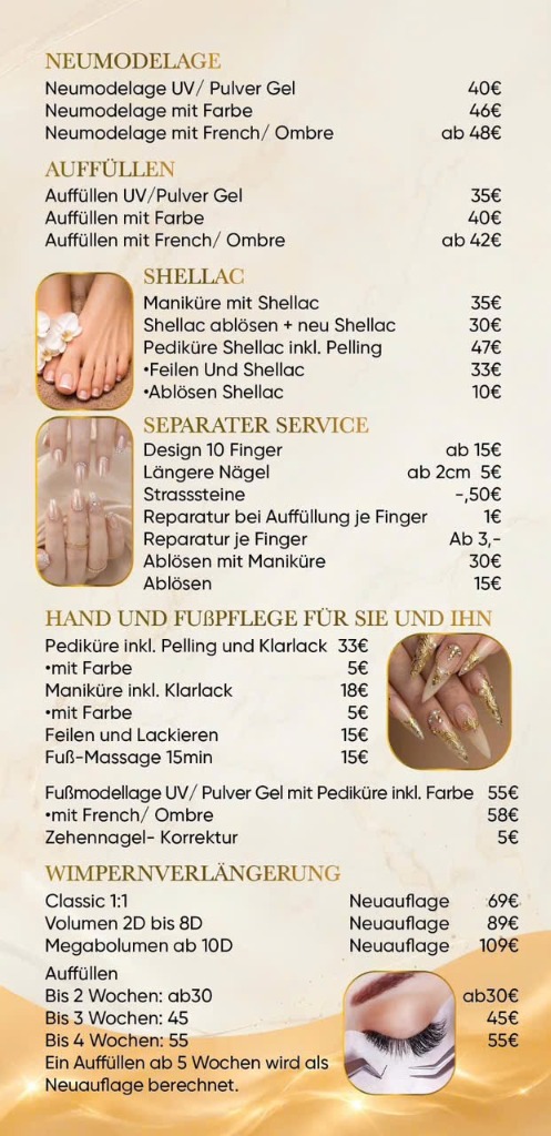 Mina Nails & Lashes Preisliste Poster Eppstein